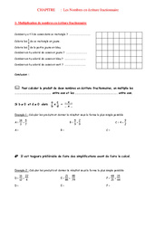 Fractions – 5ème – Numération – Exercices 2 – Contrôle – Mathématiques – Collège - PDF à imprimer
