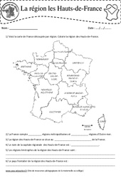 Hauts de France - Cm1 - Cm2 - Je découvre ma région - PDF à imprimer