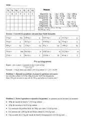 Masse g, kg - Grandeurs et mesures - 6ème - Exercices - Contrôle - Mathématiques - Collège - PDF à imprimer