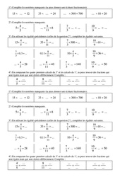 Notion de quotient, découvertes de fractions égales - 6ème - Exercices - PDF à imprimer