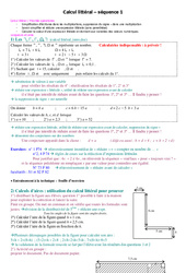 Calcul littéral, séquence - 4ème - cours - Mathématiques - Collège - PDF à imprimer