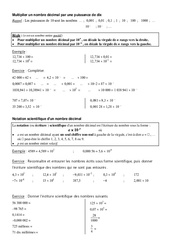 Puissances de 10 -  Ecriture scientifique - 4ème - Exercices - Calculs - Collège - PDF à imprimer