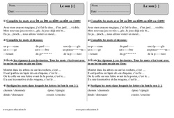 Son [3][œ] [wa]  'ain, in, un'  - Ce2 - Exercices  - PDF à imprimer