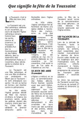 Fête de la Toussaint - Ce2 Cm1 Cm2 - Signification - Lecture - Documentaire - Cycle 3 - PDF à imprimer
