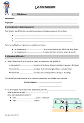 Mouvement - Cm1 - Cm2 - Leçon - PDF gratuit à imprimer