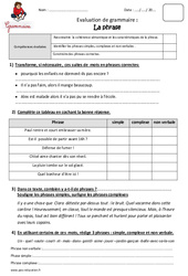 Phrase - Cm1 - Evaluation  - PDF à imprimer