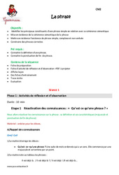Phrase - Cm2 - Fiche de préparation - PDF à imprimer