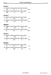 Classer des nombres décimaux - 6ème - Exercices corrigés - Mathématiques - Collège - Soutien scolaire - PDF à imprimer