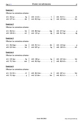 Conversions unités - 6ème – Exercices corrigés – Mathématiques – Collège – Soutien scolaire - PDF à imprimer