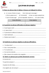 Formes de phrases - Cm1 - Exercices  - PDF à imprimer