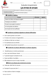 Formes de phrases - Cm1 - Evaluation - Bilan - PDF à imprimer
