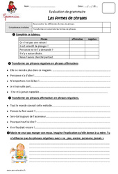 Formes de phrases - Cm2 - Evaluation - Bilan - PDF à imprimer