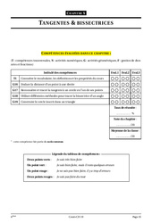 Tangentes - Bissectrices - 4ème – Géométrie – Cours – Exercices – Collège – Mathématiques - PDF à imprimer