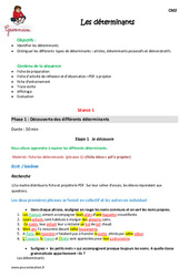 Déterminants - Cm2 - Fiche de préparation - PDF à imprimer