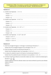 Calcul littéral - Equations – 4ème – Cours – Exercices – Collège – Mathématiques - PDF à imprimer