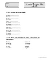 Pluriel des noms et adjectifs - Cm1 - Exercices corrigés - Orthographe - Cycle 3 - PDF à imprimer