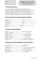 Présent - verbes du 1er groupe Particularités /-cer, -ger,-yer,-eler, -eter, -ier, -uer, -ouer – Cm1 – Exercices corrigés – Conjugaison – Cycle 3 - PDF à imprimer
