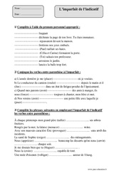 Imparfait - Cm1 – Exercices corrigés – Conjugaison – Cycle 3 - PDF à imprimer