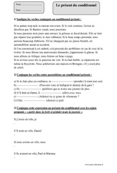 Présent du conditionnel - Cm1 – Exercices corrigés – Conjugaison – Cycle 3 - PDF à imprimer