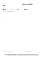 Conseil de cycles : Compte rendu de séance - Directeurs / Direction d’école - PDF à imprimer