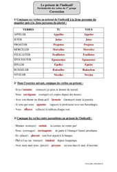 Présent de l’indicatif - Verbes du 1er groupe – Cm2 – Exercices corrigés – Conjugaison – Cycle 3