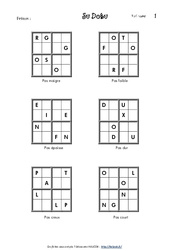 Sudoku des lettres - Ce1- Vocabulaire ludique - Français - Cycle 2 - PDF à imprimer