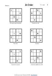 Sudoku des lettres - Cm1 - Vocabulaire ludique - Français - Cycle 3 - PDF à imprimer