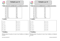 Multiplier par 10 – Ce1 – Exercices corrigés – Mathématiques – Cycle 2  - PDF à imprimer