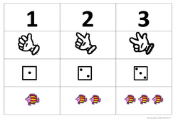 Chiffre, doigts, dés, quantités jusqu'à 3 - Affichages pour la classe – Maternelle – PS – MS – GS