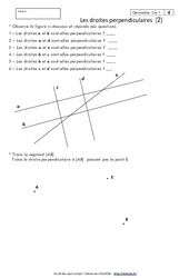 Droites perpendiculaires – Cm1 – Exercices corrigés – Géométrie – Cycle 3 - PDF à imprimer