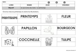Printemps - Ecriture - Maternelle - Petite section - Moyenne section - Cycle 1 - PDF à imprimer