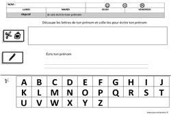 Ecrire son prénom – Ecriture – Maternelle – Petite section – Moyenne section – Cycle 1 - PDF à imprimer
