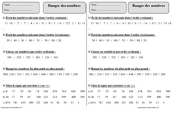 Ranger des nombres – Ce1 – Exercices corrigés – Numération – Mathématiques – Cycle 2 