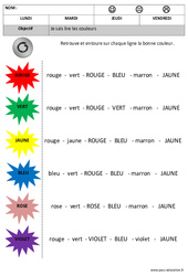 Couleurs – Lecture - Maternelle – Petite section – Moyenne section – Cycle 1
