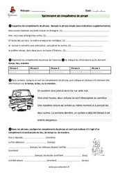 Compléments de phrase - Cm1 - Exercices  - PDF à imprimer