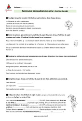 Attribut du sujet - Cm1 - Exercices  - PDF à imprimer