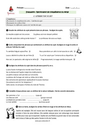 Attribut du sujet - Cm1 - Evaluation - Bilan - PDF à imprimer