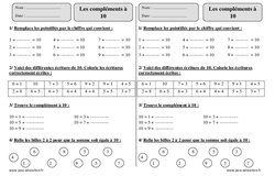 Compléments à 10 – Ce1 – Exercices corrigés – Numération – Mathématiques – Cycle 2