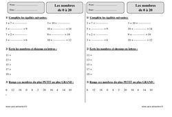 Nombres  de 0 à 20 – Ce1 – Exercices corrigés – Numération – Mathématiques – Cycle 2
