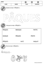 Lecture - Ecriture – Pâques - Maternelle – Moyenne section – MS - PDF à imprimer