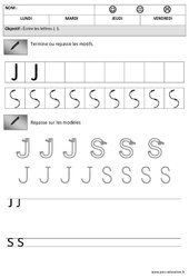 Lettres J,S, – Crochets - Maternelle – Moyenne section – MS - PDF à imprimer