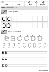 Lettres B,C, D - Demie-courbe - Maternelle – Moyenne section – MS - PDF à imprimer