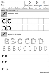Lettres B,C, D - Demie-courbe - Maternelle – Grande section – GS - PDF à imprimer