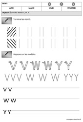 Lettres V,W, Y – Obliques – Maternelle – Moyenne Section – MS - PDF à imprimer