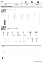 Lettres I, L, T – Vertical – Horizontal – Maternelle – Moyenne Section – MS - PDF à imprimer