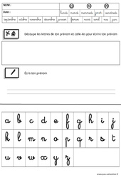 Ecrire son prénom en cursive - Ecriture - Maternelle – Grande section – GS - Cycle 2 - PDF à imprimer