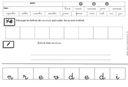 Vendredi - Jours de la semaine - Ecriture cursive - Maternelle – Grande section – GS - Cycle 2 - PDF à imprimer