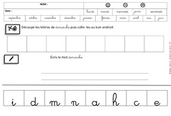 Dimanche - Jours de la semaine - Ecriture cursive - Maternelle – Grande section – GS - Cycle 2 - PDF à imprimer