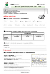 Utiliser un dictionnaire - Lire un article - Cm2 - Evaluation - Bilan - PDF à imprimer