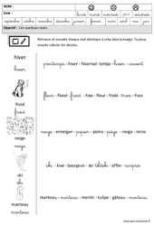 Hiver - Lire des mots en cursive – Maternelle – Grande section – GS – Cycle 2